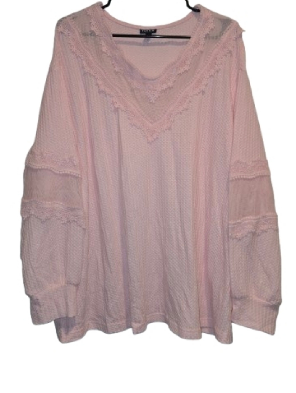 torrid Light Pink Lace-Trim Blouse